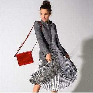 Talbots Metallic Accordion Pleated A-Line Skirt